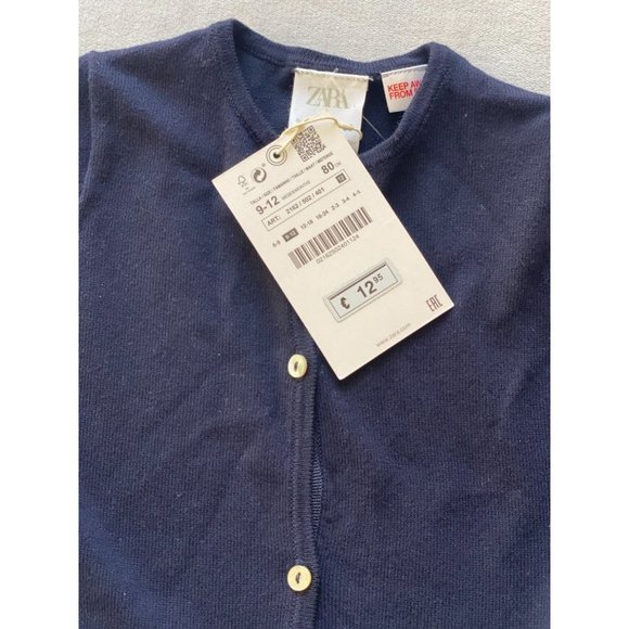 Zara girls baby navy blue knit sweater cardigan ruffle sleeve 9-12m NWT - Picture 5 of 5